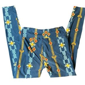 LULAROE Southwestern Tribal Aztec Green Print‎ Leggings One Size